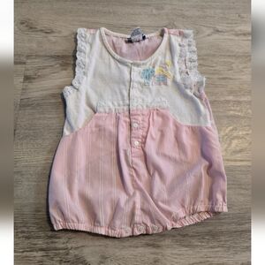 Vintage Doe-Spun Bubble Romper 18 Months Pink White Lace